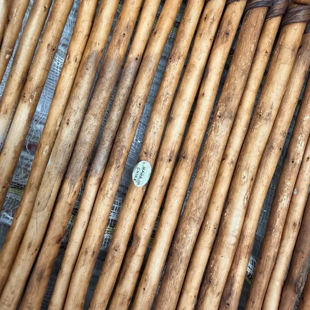 Vintage Bamboo Wood Woven Bread Fruit Basket Table Centerpiece Handles 14.5